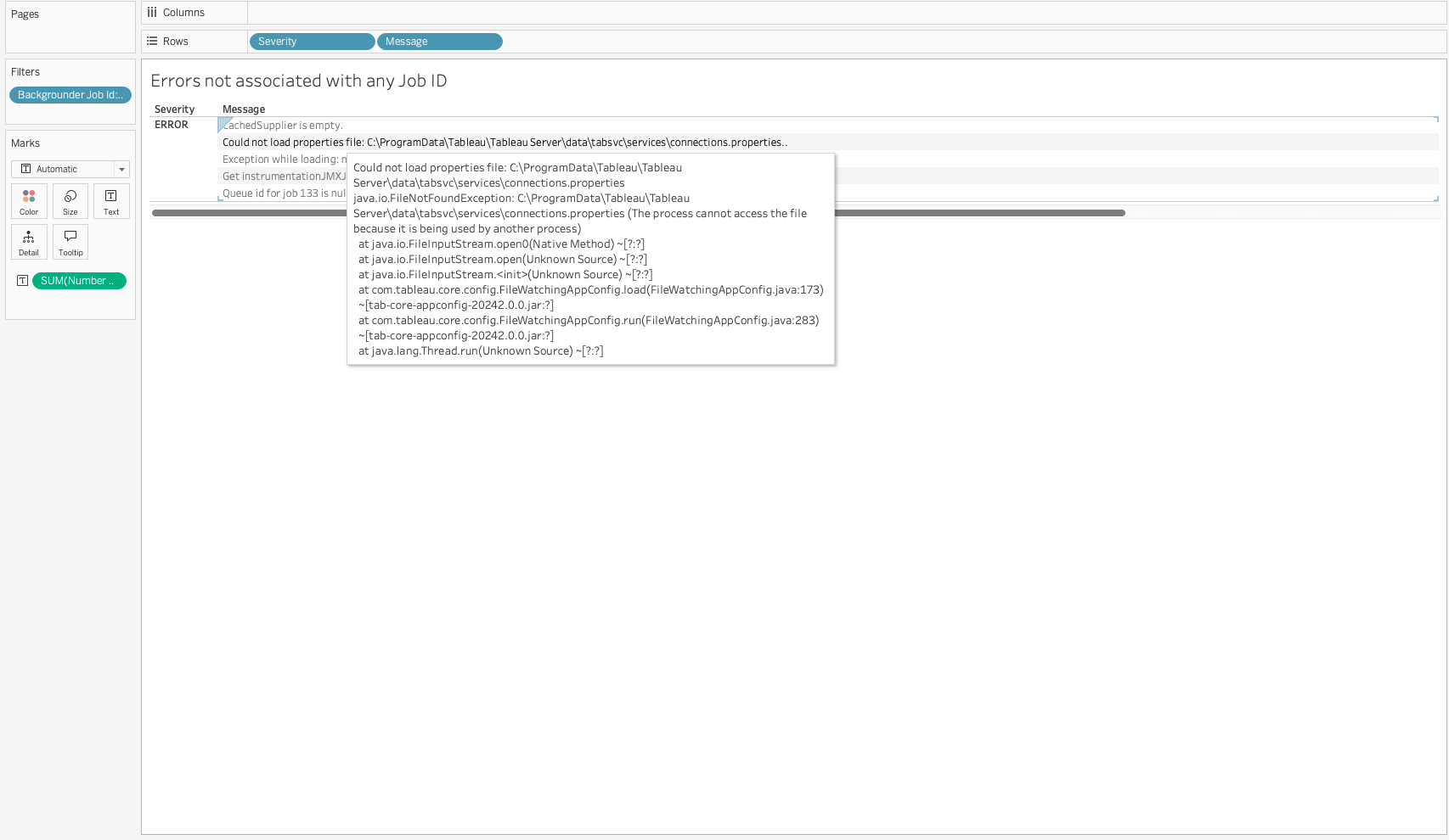 Backgrounder Errors Not Associated with Any Job ID Screenshot