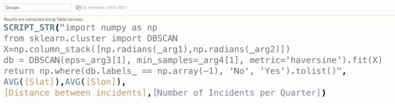 Script containing Python code to do clustering