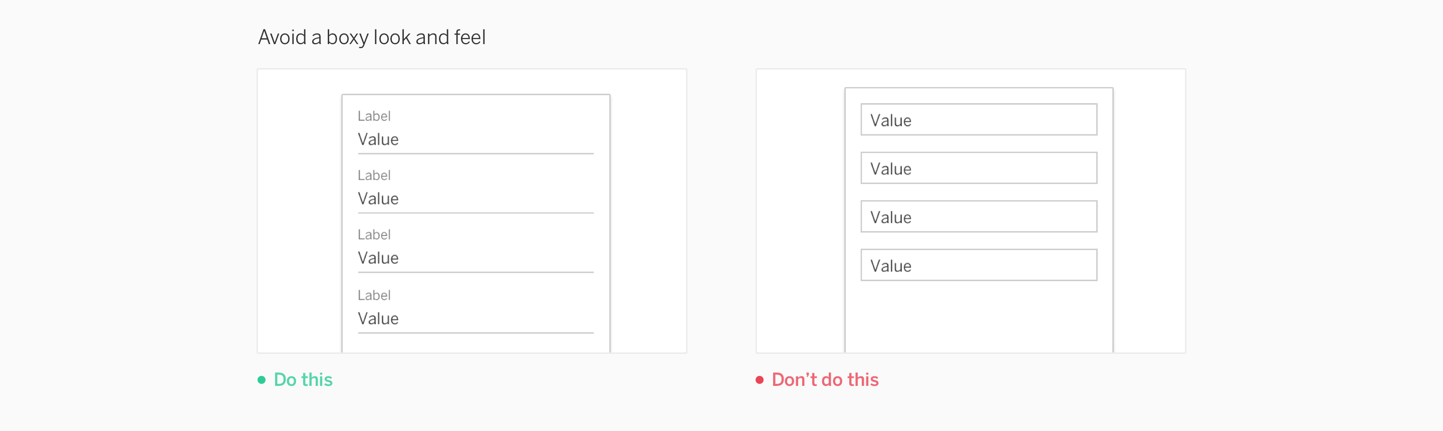 text fields stacking