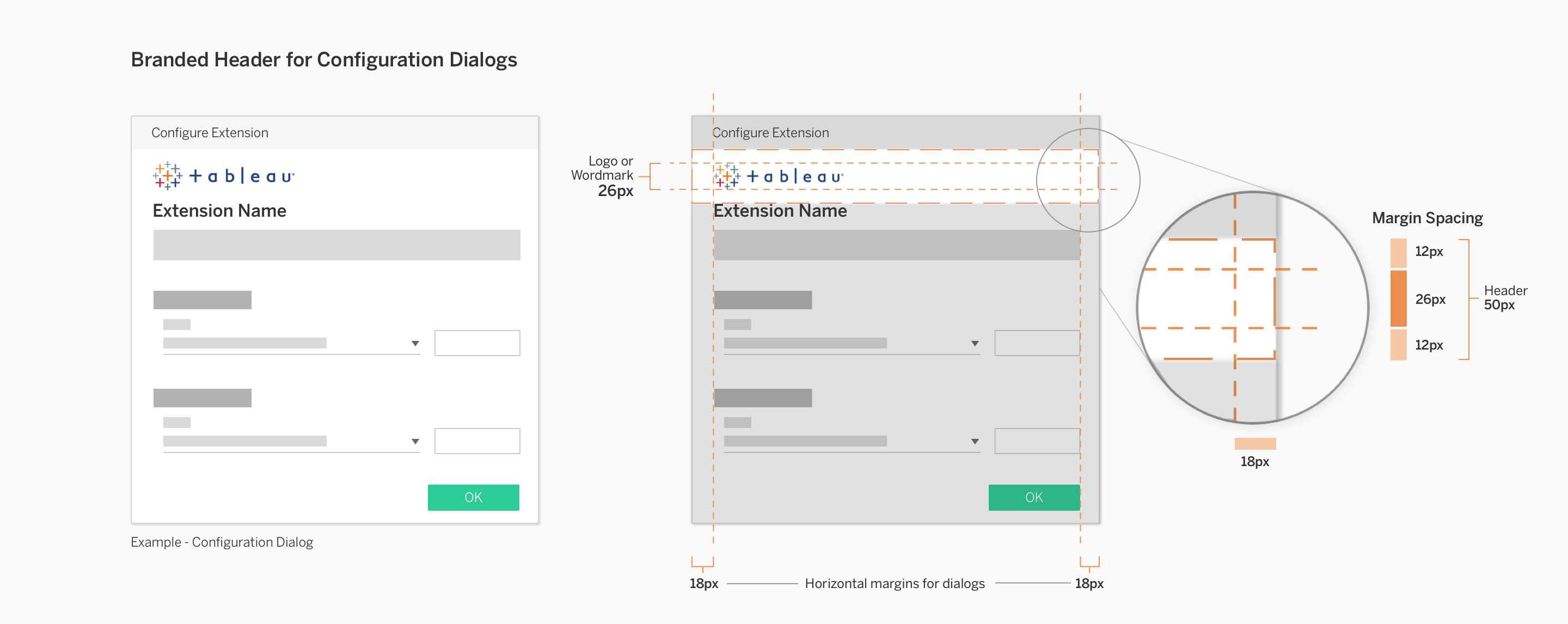 branded headers for configuration dialogs