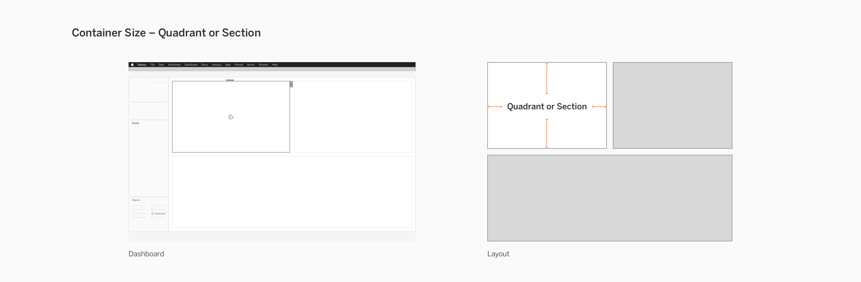 container size - quadrant or section