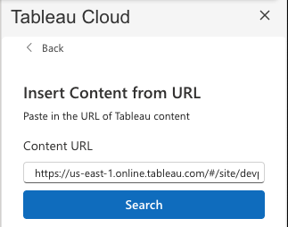 Insert from URL screen