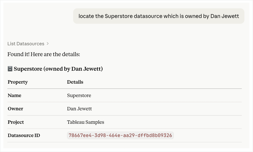 List Datasources With Owner Result