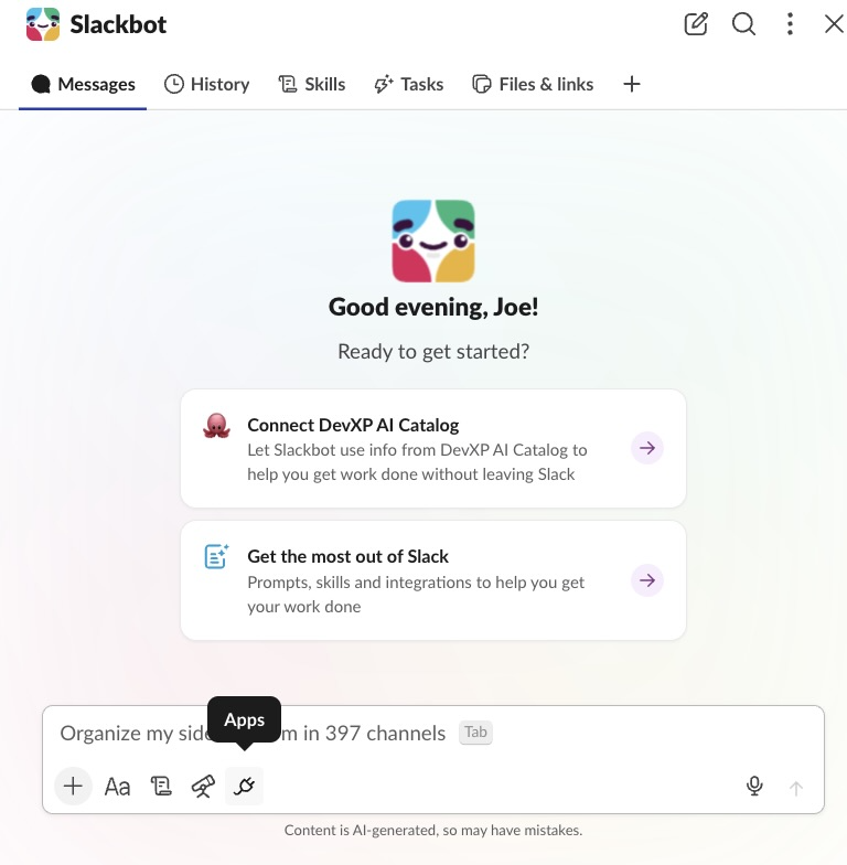Slack connector set up